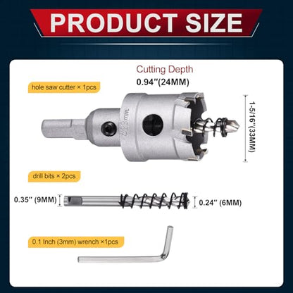 Tungsten Carbide Tipped Hole Saw 1-5/16 Inch 33mm Hole Cutter - size: 1-5/16 Inch (33mm)