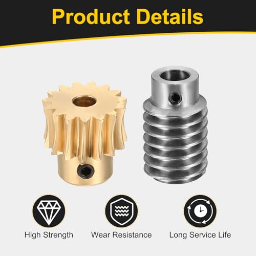 uxcell Worm Gear Set Right Rotation 15T 1 Module 15:1 Reduction Rate - size: Gear-5mm, Worm-5mm Bore, style: 1M-15T