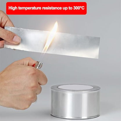 Aluminum Foil Duct Tape Heavy Duty Waterproof, Silver Insulation Adhesive Metal Tape, High Temperature Heat Resistant for Ductwork, Ducting, Sealing, Patching, Furnace, 1.1 Inch x 65 Feet (2.3 mil)
