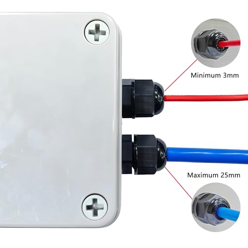 96 Pcs PG7~29 Kit Cable Gland 3-25mm Waterproof IP68 Nylon PA66 Connector - size: PG-Kit(96Pcs)