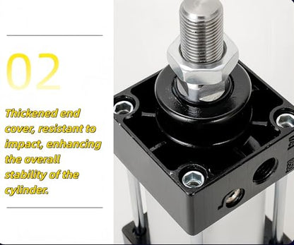 Aluminum Pneumatic Cylinder-SC 80 x 300 PT, Mini/Standard Air Cylinder with Chrome Piston Rod & Copper Sleeve, High Strength Corrosion Resistant Industrial Air Cylinders