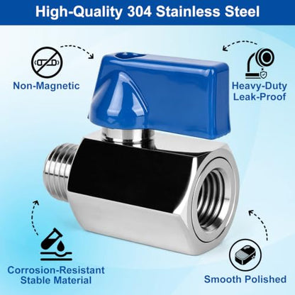 Mini Ball Valve 3/4" NPT Shut Off Valve 304 Stainless Steel Mini Ball Valves F*MNPT Mini Shut Off Valves for Water Gas Fuel Drip Irrigation Aquariums - size: 0.75 Inch