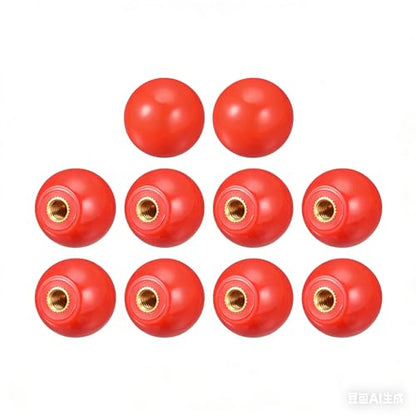 10Pcs Threaded Ball Knobs, M6 Female Thread Thermoset Ball Knob 0.98'' Dia Red Round Operation Ball Handles Embedded Threaded Knob for Machine Handle Tool Replacement - color: Red, size: M6 x 25mm