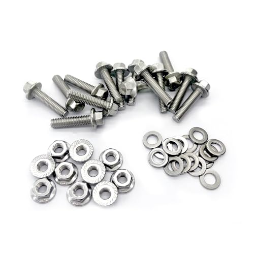 30 Sets M6x1.0-16mm Flanged Hex Head Bolts Kits, Flange Hexagon Screws, Hanger Bolts,Stainless Steel 18-8 (304), M6 Flange Bolt and Nuts,Washer for Securing Exhaust Components for Bicycle (M6x16mm) - size: M6x1.0-16mm