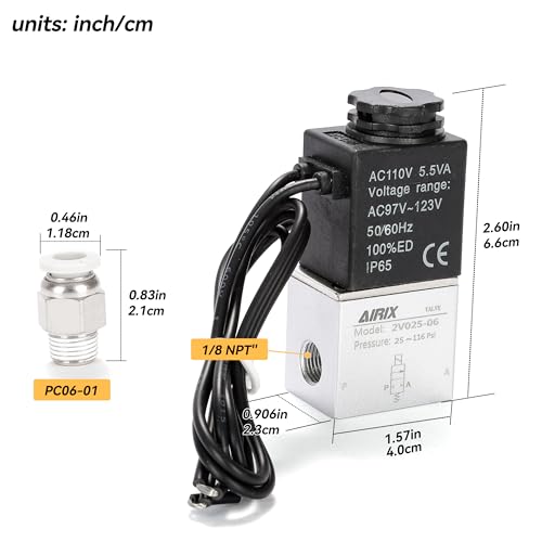 1/8" NPT Solenoid Valve 2V025-06, 2-Way Normally Closed, AC 110V - size: NPT1/8″AC110/Out of line, style: 2-Way Solenoid Valve