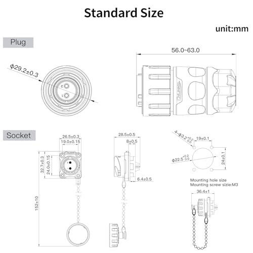 CNLINKO YM-20 Reverse Mount Connector IP68 Waterproof Female Plug Male Socket for Industrial Use(2-Pin) - size: 2-Pin, style: Female Plug/Male Socket