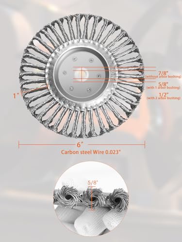 6in Bench Wire Wheel Brush | Knotted Steel Wire 0.023" with 1/2" 5/8" 7/8" Arbors for Bench Grinder Carbon Steel Paint Rust Removal- 1pcs - style: 6in 1pcs
