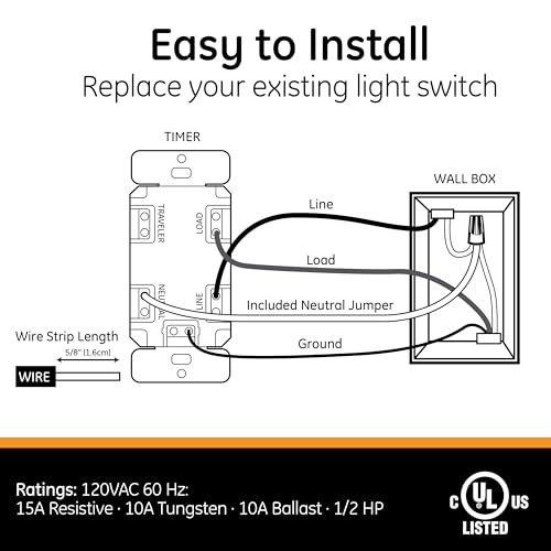 GE 7-Day in-Wall Digital Timer Switch, Auto Adjust Sunrise/Sunset Times