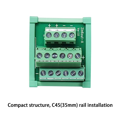 2 in 6 Out 25A DIN Rail Terminal Blocks Distribution Breakout - style: 2 IN 6 OUT