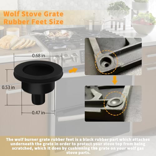 Allstare 815689 Grate Rubber Feet for Wolf CT Gas Cooktop, GR Series Gas Range Burner Grate Pad Range Parts Wolf Gas Cooktop Burner Grate Feet Bumpers Also Fit Other Brand Stove 12 Pack