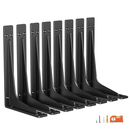 NEODROP 8 Inch Heavy Duty Shelf Brackets, Premium Metal Wall Bracket for Mantel, Countertop Support, Garage Storage Shelves | High Strength Corner Brace | 8-Pack Floating Shelf Hardware - size: 8 Inch, style: 8 Pack