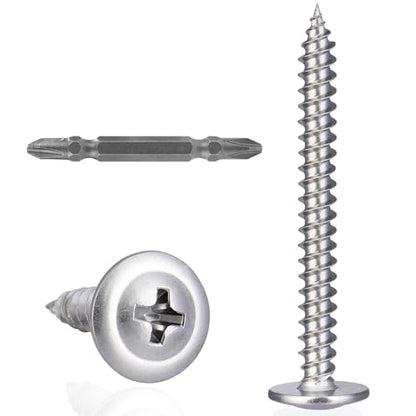 VGBUY 100Pcs #8x2 Wood Screws Phillips Modified Truss Head Stainless Steel 410 Quick Metal Self Tapping Screws - color: Silver, size: #8 x 2 inch