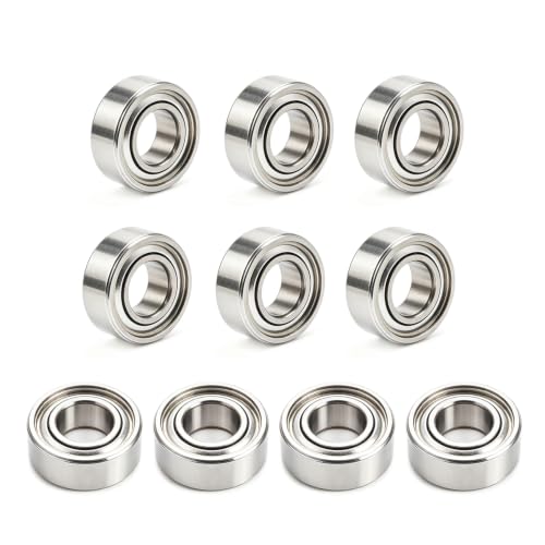 10 PCS R188-ZZ Deep Groove Ball Bearings, 1/4 Inch x 1/2 Inch x 3/16 Inch Miniature Bearings, Double Metal Sealed Shielded Precision Ball Bearings (R188-ZZ)