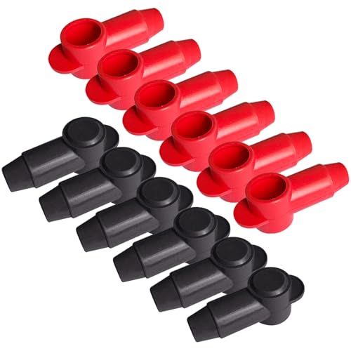Ampper Silicone 3/8" Stud Terminal Covers Boot Fit 1-3/0 Gauge, R&B 12 Pc - color: Red & Black, size: 3/8" Stud L