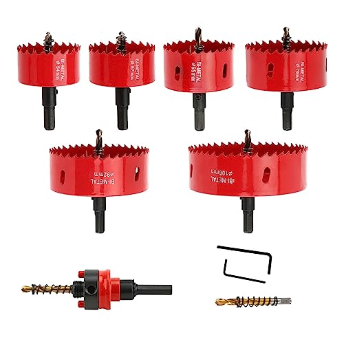 6PCS Hole Saw Kit for Tungsten Hole Cutters in Metal, Aluminium, Wood and Plastic for a Wide Range of Drilling Needs in Different Materials and Hole Diameters. - size: (2-1/8'' to 4-1/4'')-6PC