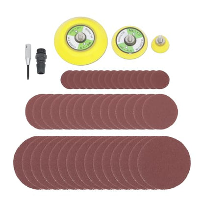 findmall 1 2 3 Random Orbital Air Sander for Auto Body Work Mini Pneumatic Sander with 45Pcs Loop Sanding Discs 3PCS Backing Pads