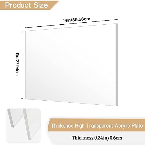 Clear Acrylic Sheet Plexiglass,1/4" Thick (6mm) Cast Acrylic Glass Sheet,Plexiglass Sheet for Craft Projects,Signs,Painting,Windows Replacement (2 Piece 11''x 14'') - size: 2 piece 11"×14'' 6mm