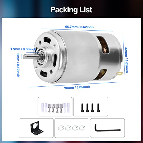 775 High Torque DC Motor, 12V/24V, 10K/20K RPM, D Shaft, 2-Pack - style: D Shaft Motors-2Pack