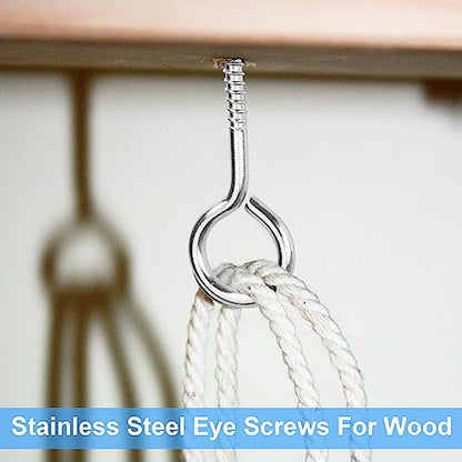 Aovchei 18pcs 304 Stainless Steel 2.5 Inches Eye Screws, Screw Hooks - color: 304, size: 2.5 Inch 18pcs