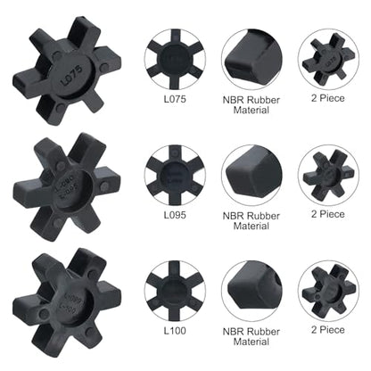 uxcell Jaw Coupling Insert L075/L095/L100 NBR Rubber Flexible Black 6pcs