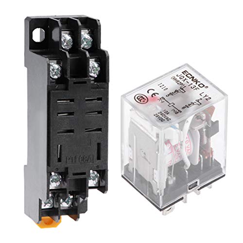 uxcell Electromagnetic Power Relay, JQX-13F AC110V Coil DPDT 8Pins Red Light Electromagnetic Power Relay + Socket