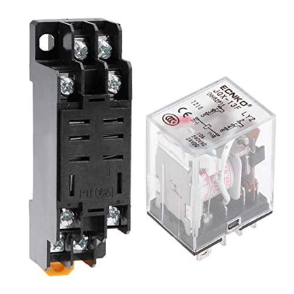 uxcell Electromagnetic Power Relay, JQX-13F AC110V Coil DPDT 8Pins Red Light Electromagnetic Power Relay + Socket