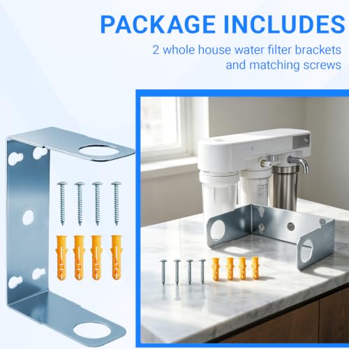 Water Filter Wall Mount Bracket for Standard 3/4" Filter Housings (2 Pack