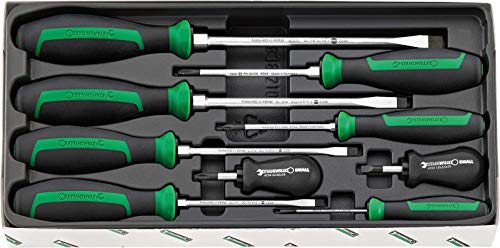 Stahlwille 96469315 DRALL+ Set of Screwdrivers, 9 Piece Set, Includes Screwdrivers for Slotted Screws, Electrician, Carburettor and Cross Head Screwdrivers, Industrial-Grade, Made in Germany