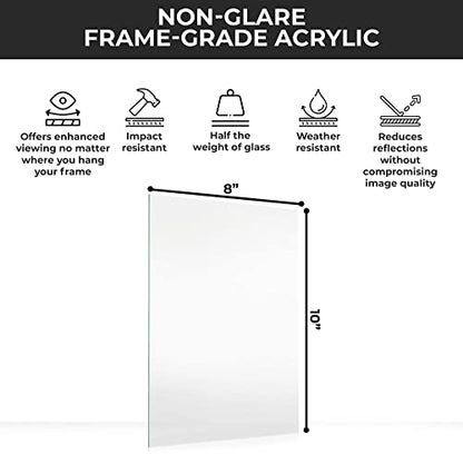 8x10 Non-Glare Acrylic Sheet Frame Replacement, UV Resistant Picture Cover - size: 8X10