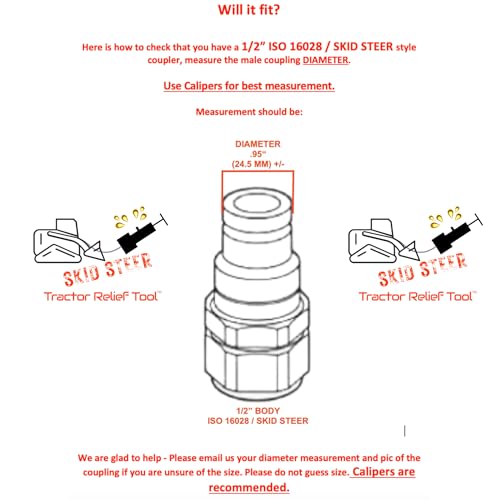 1/2" ISO 16028 Flat Face Skid Steer Female Hydraulic Quick Coupler Pressure Decompression Relief Release Tool by Tractor Relief Tool™