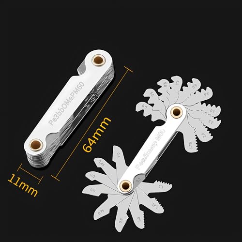Thread Gauge Metric 60 Degree 20 Leaves,0.4–6 TPI Thread Gage Tool Carbon Steel Thread Measuring Tool, Thread Profiles and Locking Devices(Metric Thread Gauge) - color: Metric Thread Gauge
