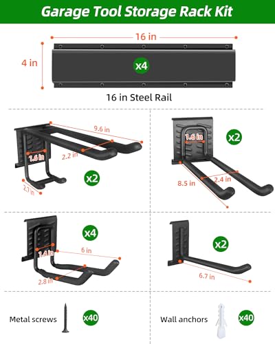PIYILO 64 in Garage Tool Organizer Wall Mount, Adjustable Tool Storage Rack - size: 64 inch 10-Hook