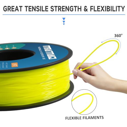 GIANTARM 95A TPU 3D Printer Filament 1.75mm, 1kg Spool, Yellow, +/- 0.03mm - color: Tpu-yellow