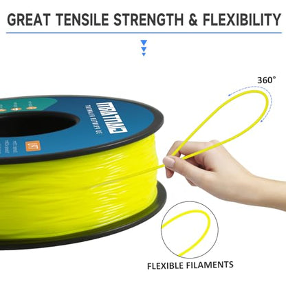 GIANTARM 95A TPU 3D Printer Filament 1.75mm, 1kg Spool, Yellow, +/- 0.03mm - color: Tpu-yellow