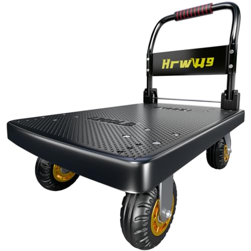 Push Cart, Folding Mobile Platform Trolley (Black) - color: Black