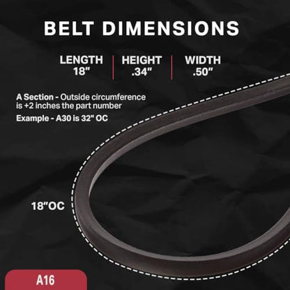 BESTORQ A16 or 4L180 V-Belt, Classic Wrapped Rubber X3 V-Belt, Black, 18" Outside Circumference x .51" Width x .34" Height, Pack of 1 - size: Pack of 1, style: A16 or 4L180