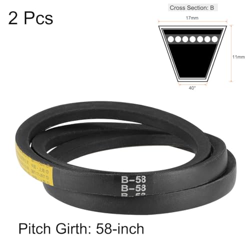 uxcell B58 V-Belts 58" Pitch Length, B-Section Rubber Drive Belt 2pcs - size: 58"