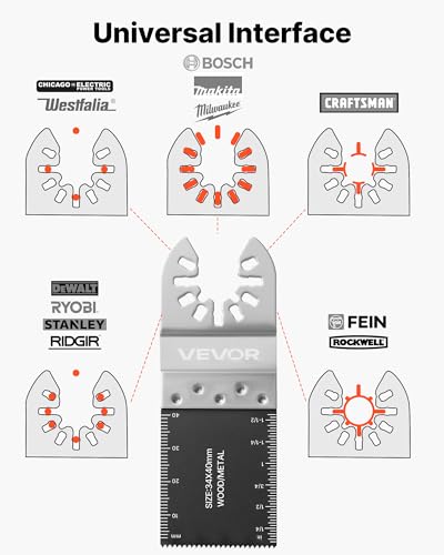 VEVOR 50PCS Bi-Metal Oscillating Saw Blades, Universal Quick Release Oscillating Multi Tool Blades, Multitool Tool Blades for Nails, Soft Metal, Wood, Compatible with Dewalt Milwaukee Bosch Ryobi