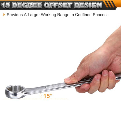HARFINGTON Metric Combination Wrench, 6mm Open End & 15-Degree Offset - size: 6mm