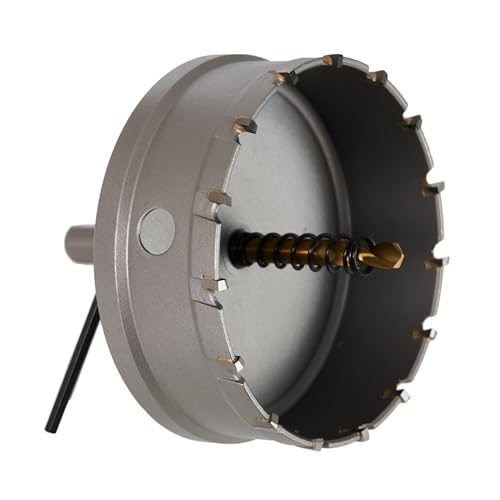 BLACK CANYON 3-1/2" Carbide Hole Saw, Doubling as Hole Saw & Drill bit with 3-Flat Shank and YG10X Carbide Cutter Head. Ideal for Stainless Steel, Aluminum, Carbon Steel - size: 3-1/2 inch