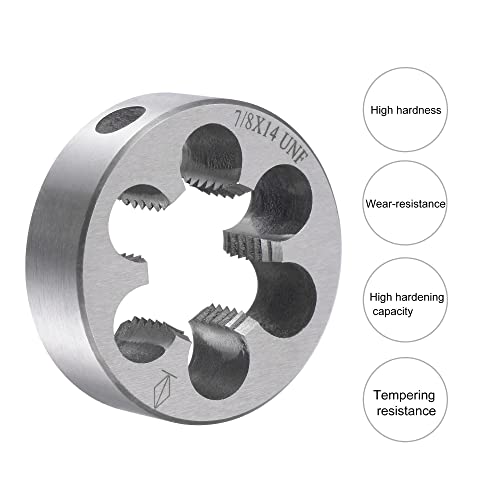 uxcell Round Threading Dies 7/8"-14 UNF, Alloy Tool Steel Machine Thread Repair Hand Tool