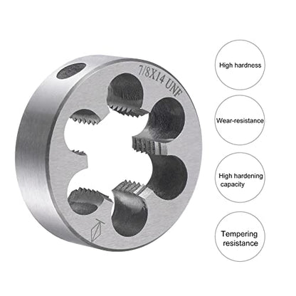 uxcell Round Threading Dies 7/8"-14 UNF, Alloy Tool Steel Machine Thread Repair Hand Tool