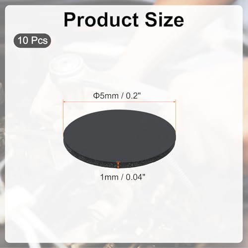 PATIKIL Rubber Solid Discs Washers, 10 Pcs 5mm OD x 1mm Thick Rubber Round Gasket Pad Bushings Spacer Washer for DIY Gasket Craft, Black - size: 5mm x 1mm