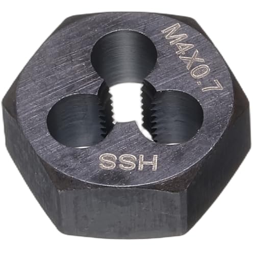 HARFINGTON Hex Threading Die M4 x 0.7 Metric Thread Right Hand High Speed Steel Rethreading Fixed Die Screw Cutting Tapping Repair Tool - size: M4 x 0.7