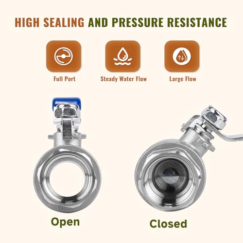 3/4 inch Ball Valve 2 Pack Full Port Female NPT Thread Shut Off Valve - size: 3/4 Inch