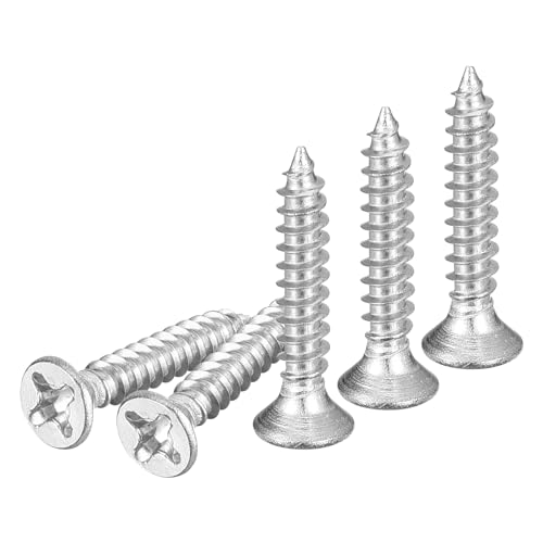 DTGN 100Pcs M3x18mm Flat Head Wood Screws, 304 Stainless Steel Phillips Self Tapping Screws - Good for Woodworking, Furniture - Silver - size: M3x18mm