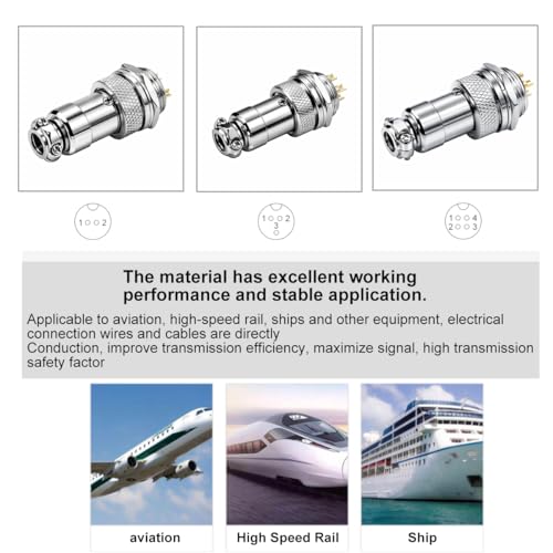 GX16 3 Pin Aviation Connector Plug, 16mm Mounting Hole, 7A 125V Male Female Aviation Plug, Industrial Electrical Connector for Aviation High Speed Rail Ship Equipment, Pack of 3 - size: 16-3P