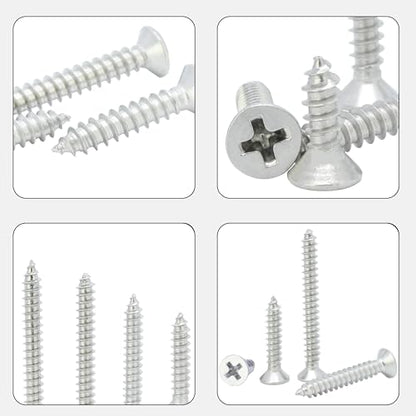 #10 × 3/4" Flat Head Phillips Wood Screw, Flat Head Self Tapping Screw Sheet Metal Screws Wood Screws, Stainless Steel 304 (18-8), 10 × 3/4-Inch, 100Pcs - color: Stainless Steel Screws, size: #10 x 3/4"