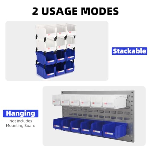 12 Packs Stackable Storage Bins, 7" x 5" x 4" Parts Bin, - color: Blue & Red 12pack, size: 7x5x4 inch