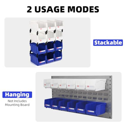 12 Packs Stackable Storage Bins, 7" x 5" x 4" Parts Bin, - color: Blue & Red 12pack, size: 7x5x4 inch